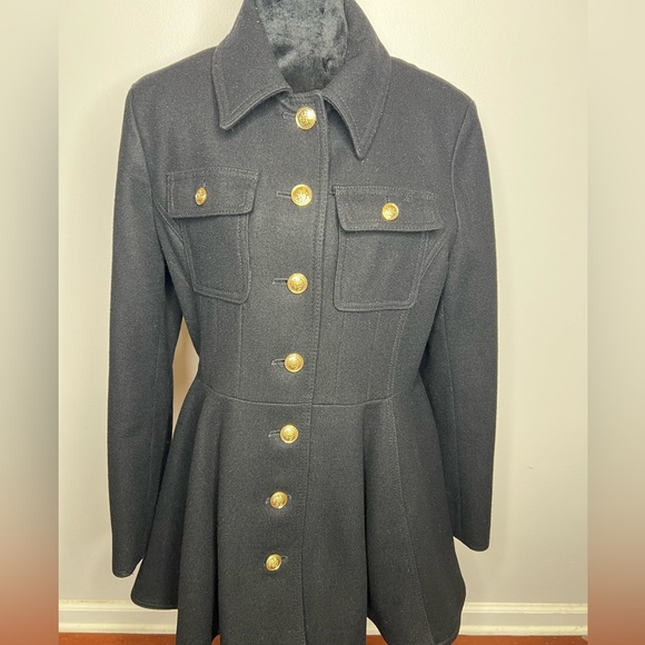 Laundry By Shelli Segal Black Wool Swing Coat, SZ 12 - Picture 1 of 4
